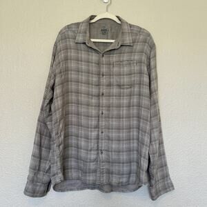 Kuhl Men's Plaid Grey Flannel Long Sleeve Metal Button Shirt Size XL